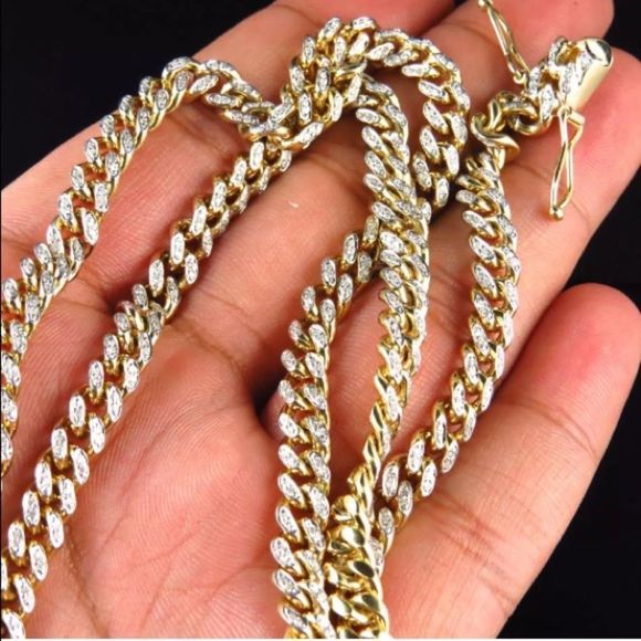 Other - Solid Gold Diamond Miami Cuban Link Chain NEW